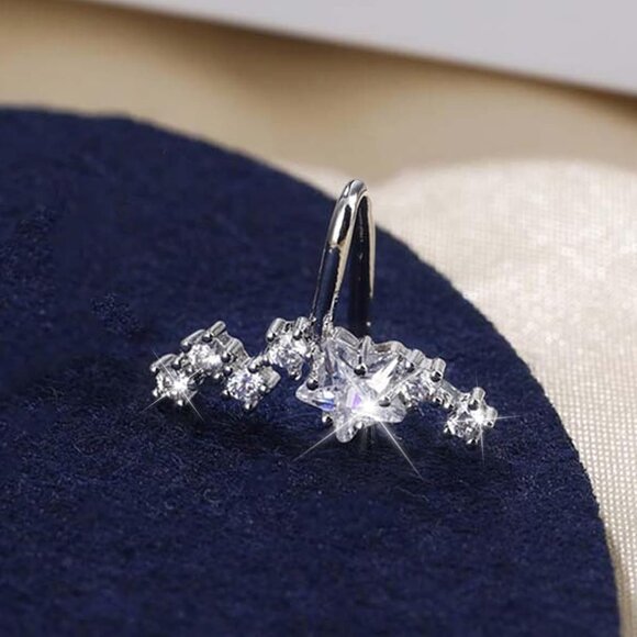 Star Left Non Piercing Rhinestone Star Clip on Earring Cartilage Jewelryt Gift - Picture 5 of 9